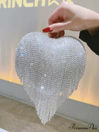 Heart Shaped Sparkling Clutch Evening Opulent Gem Wedding Purse