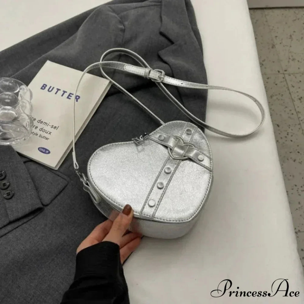 Heart Shaped Synthetic Leather Shoulder Bag