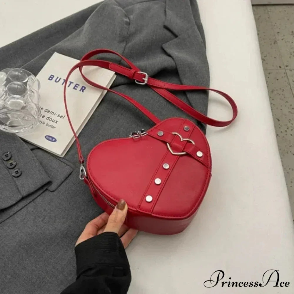 Heart Shaped Synthetic Leather Shoulder Bag