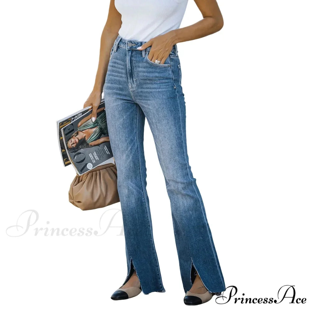 High Elastic Flare Casual Slim Vintage Washed Denim Jean