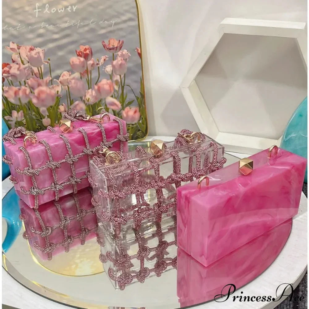 High-end Acrylic Gemstones Evening Clutch Marriage Bag