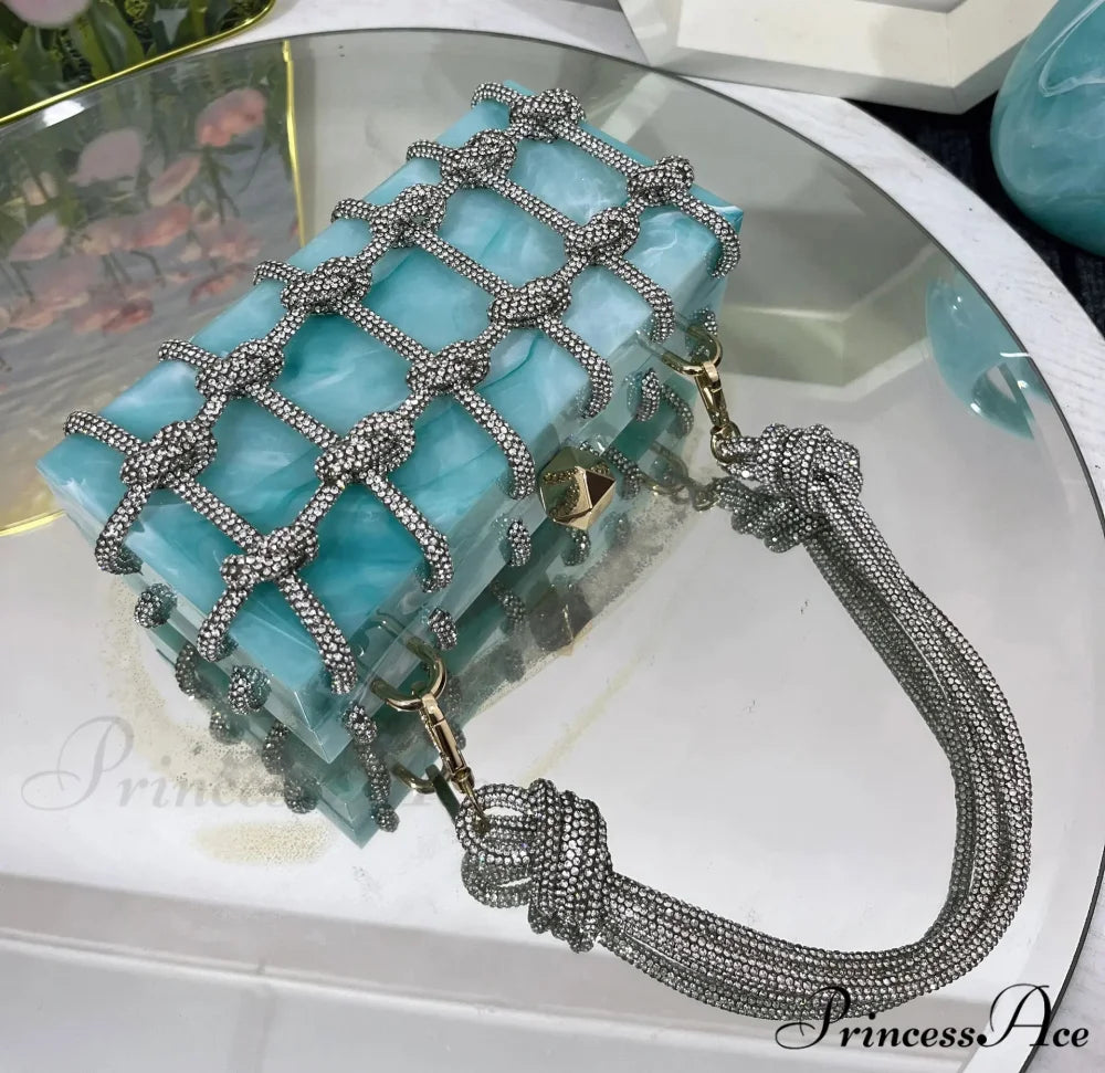 High-end Acrylic Gemstones Evening Clutch Marriage Bag