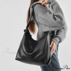 High-end Authentic Leather Spacious Hobo Shoulder Bag