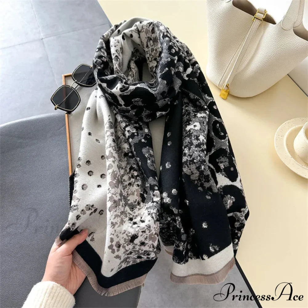 High-end Brand Cashmere Floral Scarf