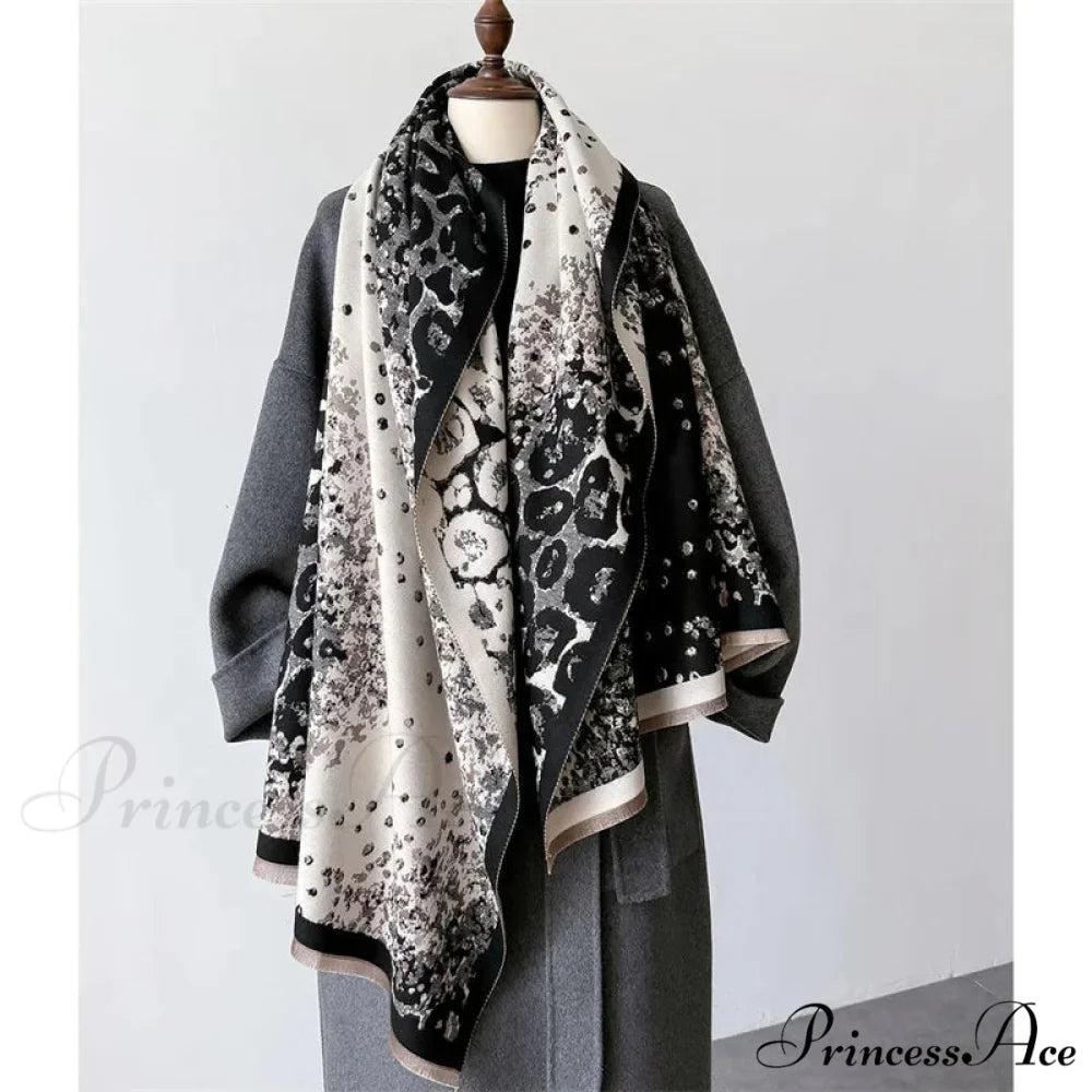 High-end Brand Cashmere Floral Scarf