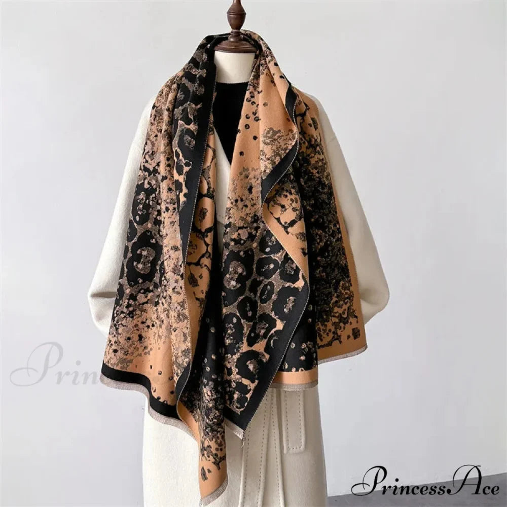 High-end Brand Cashmere Floral Scarf