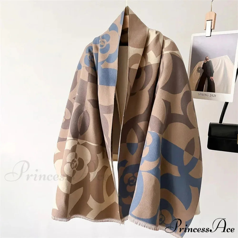 High-end Brand Cashmere Floral Winter Scarf