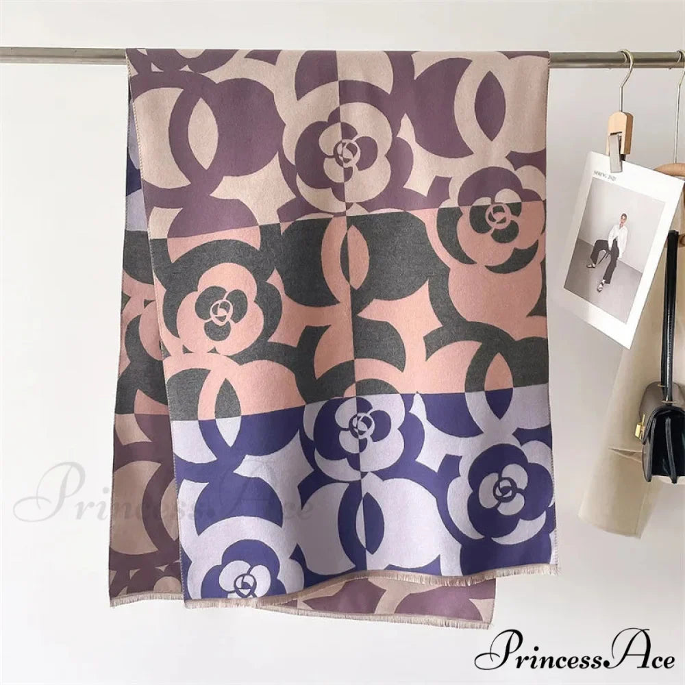 High-end Brand Cashmere Floral Winter Scarf