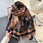 High-end Brand Cashmere Floral Winter Scarf