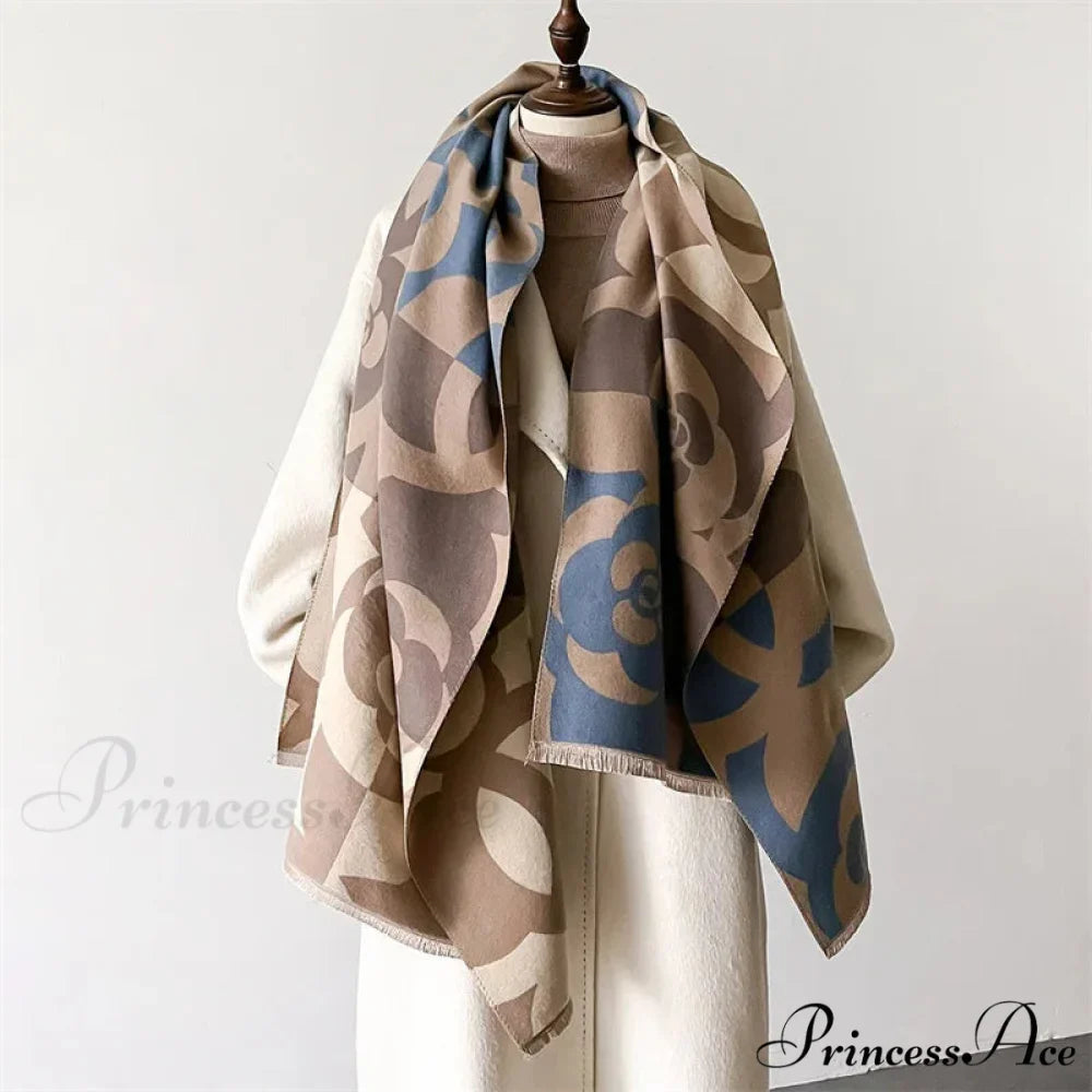 High-end Brand Cashmere Floral Winter Scarf