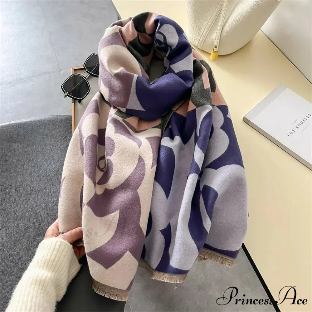 High-end Brand Cashmere Floral Winter Scarf