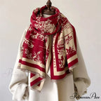 High-end Brand Cashmere Floral Winter Scarf