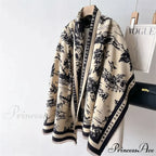 High-end Brand Cashmere Floral Winter Scarf