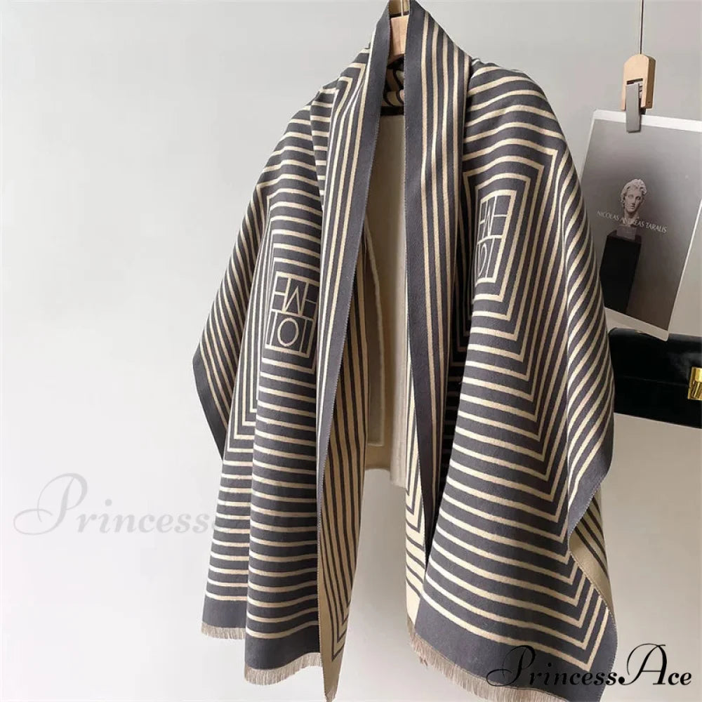 High-end Line Pattern Cashmere Scarf