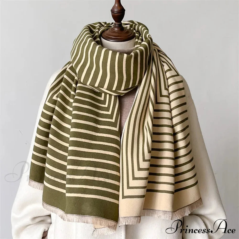 High-end Line Pattern Cashmere Scarf