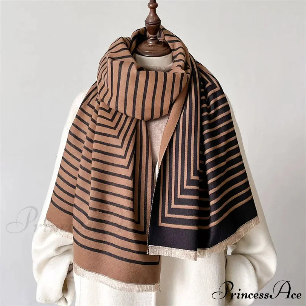 High-end Line Pattern Cashmere Scarf