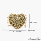 High-end Small Diamond Heart Shape Crystal Clutch Purse
