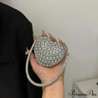High-end Small Diamond Heart Shape Crystal Clutch Purse