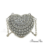 High-end Small Diamond Heart Shape Crystal Clutch Purse