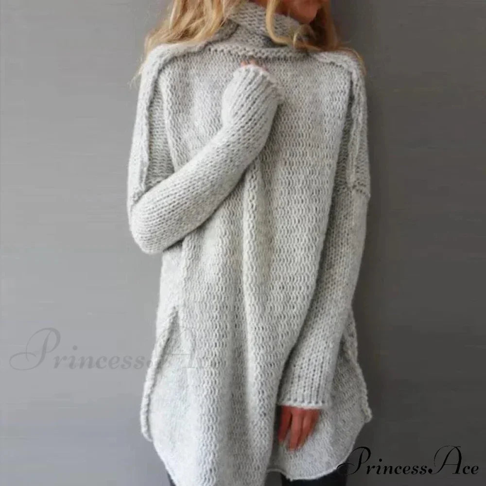 High-neck Baggy Simple Jumper