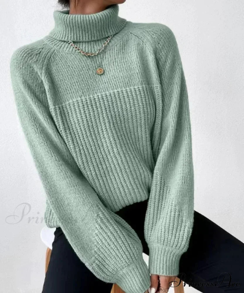 High-neck Crisscross Jacquard Pullover