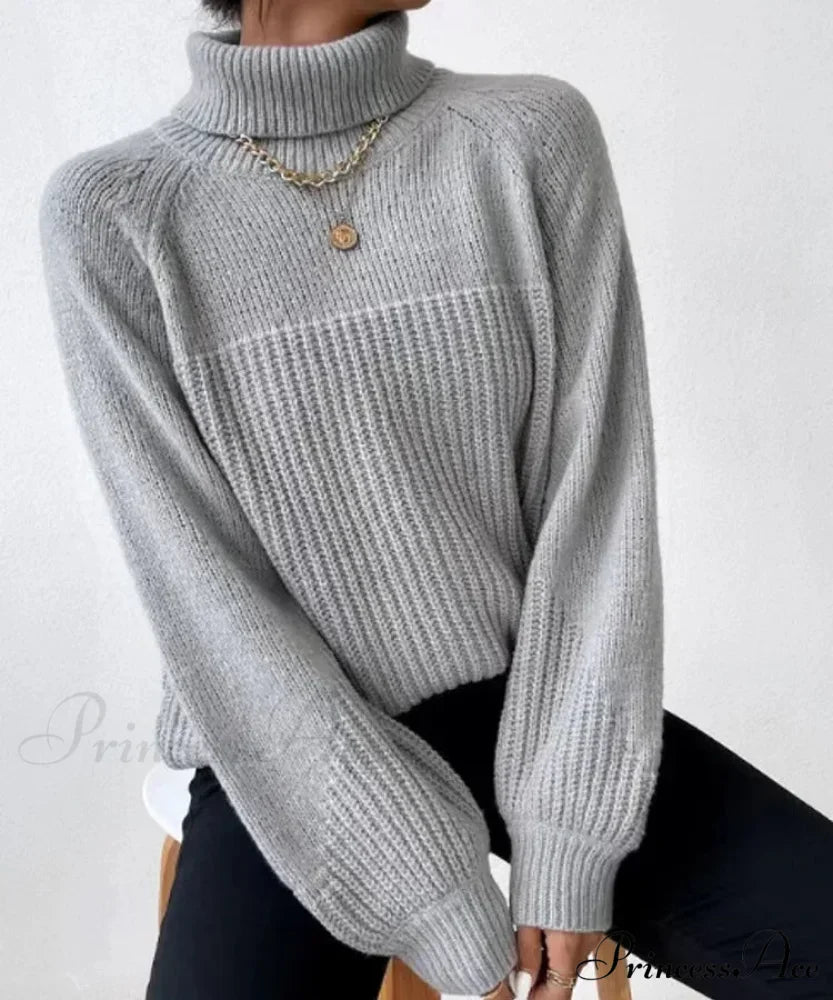 High-neck Crisscross Jacquard Pullover