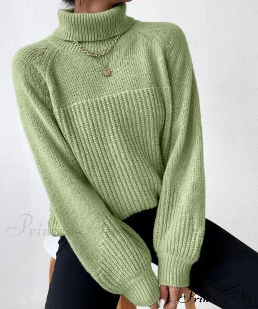 High-neck Crisscross Jacquard Pullover