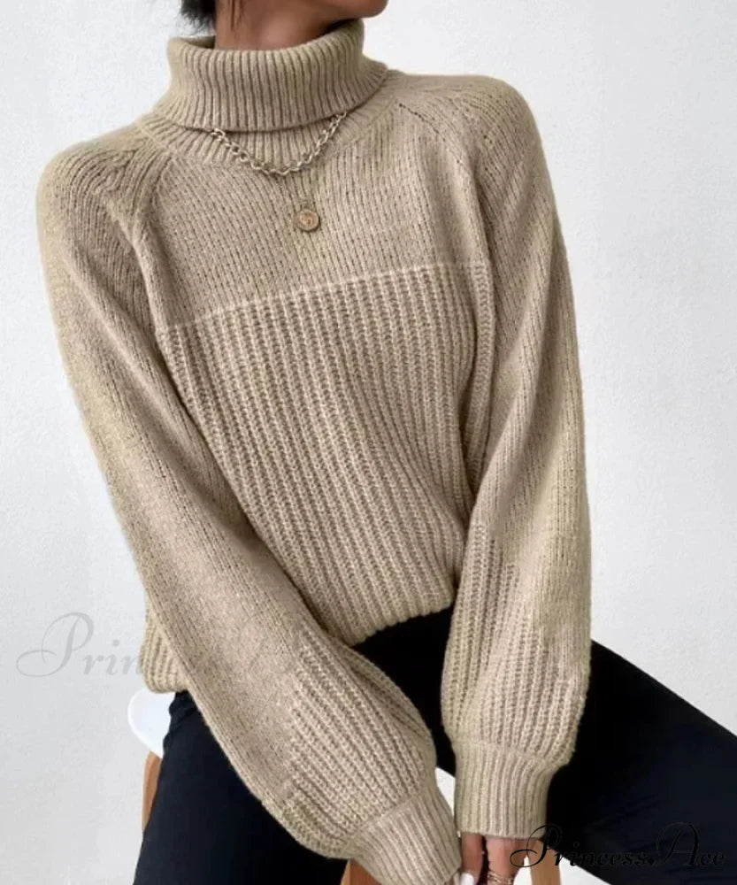 High-neck Crisscross Jacquard Pullover