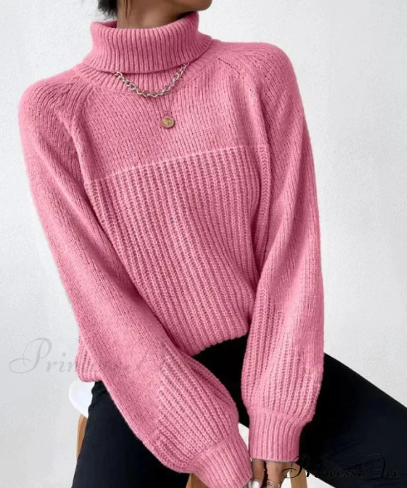 High-neck Crisscross Jacquard Pullover