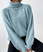 High-neck Crisscross Jacquard Pullover