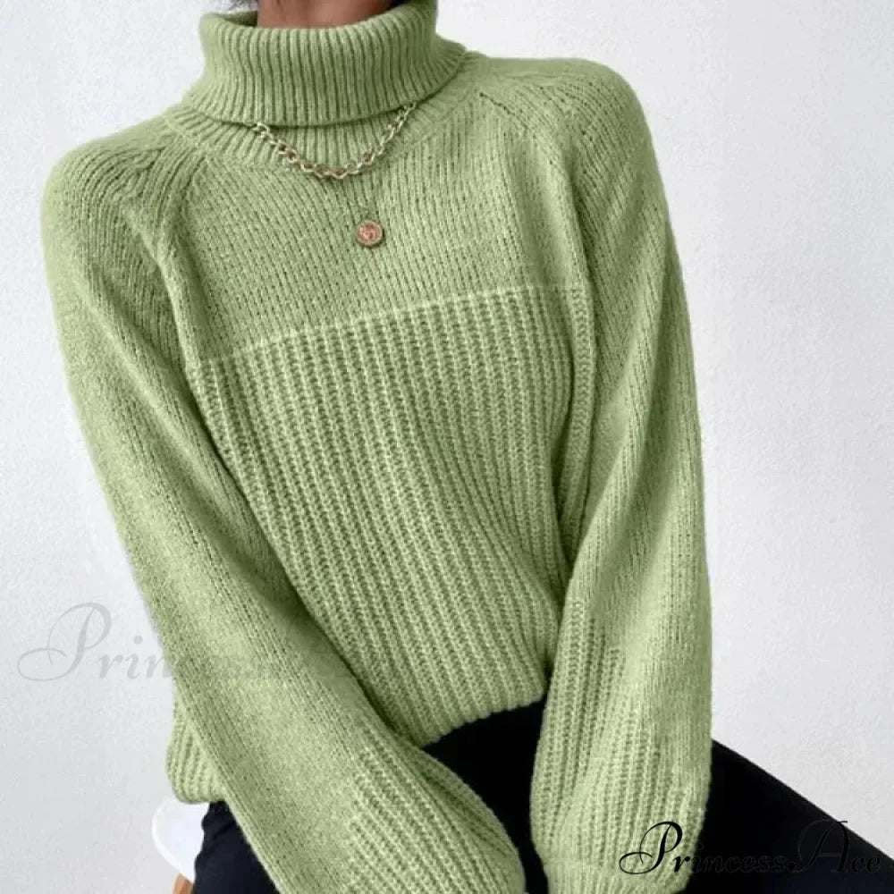 High-neck Crisscross Jacquard Pullover