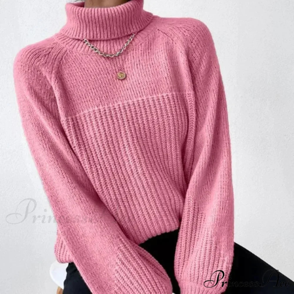 High-neck Crisscross Jacquard Pullover