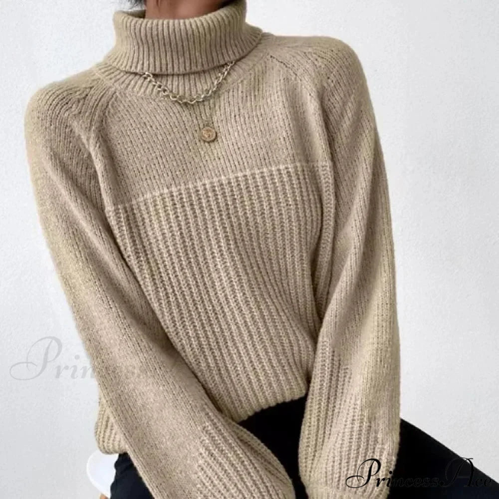 High-neck Crisscross Jacquard Pullover