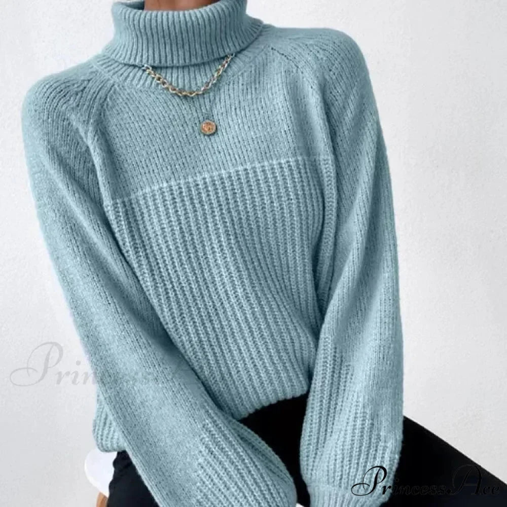 High-neck Crisscross Jacquard Pullover