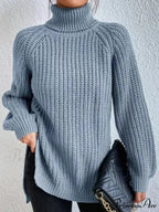 High-neck  Divided Knitted  Chunky Jumper