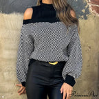 High Neck  Empty Out  Dark Sweater