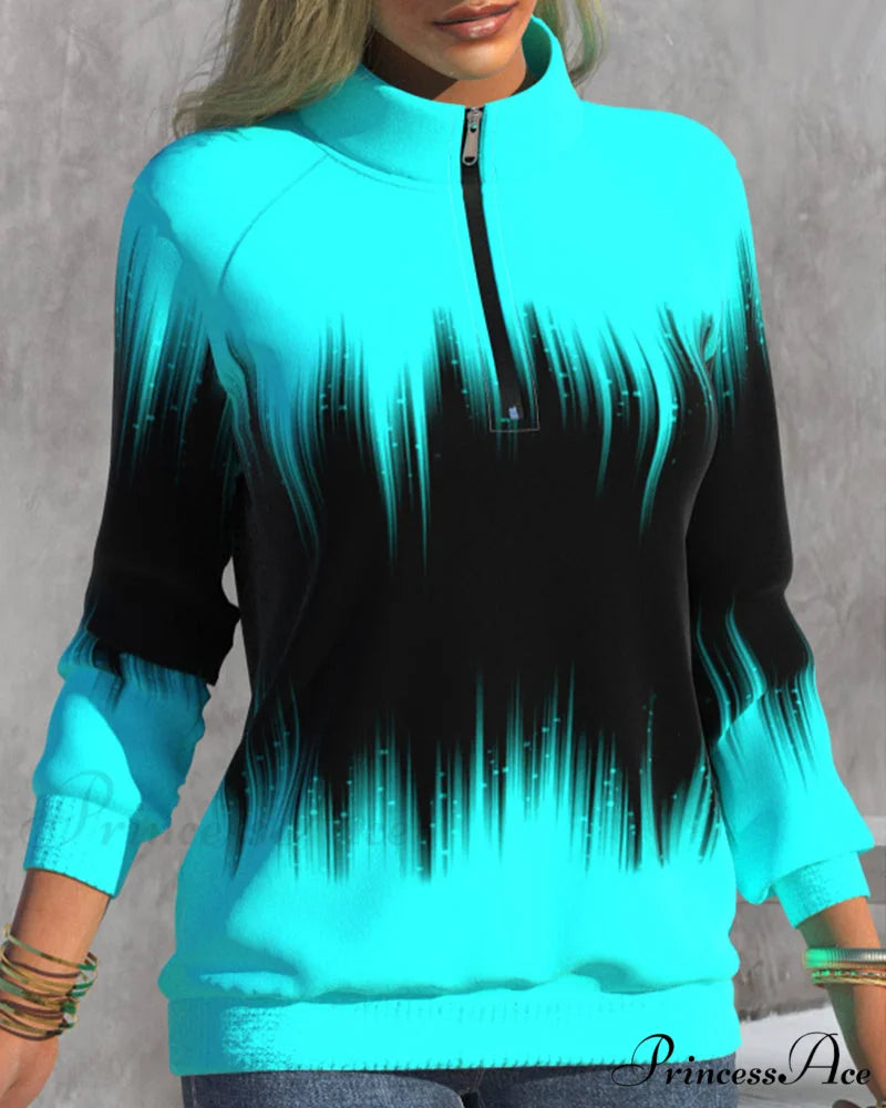 High Neck Gradient Design Sweatshirt