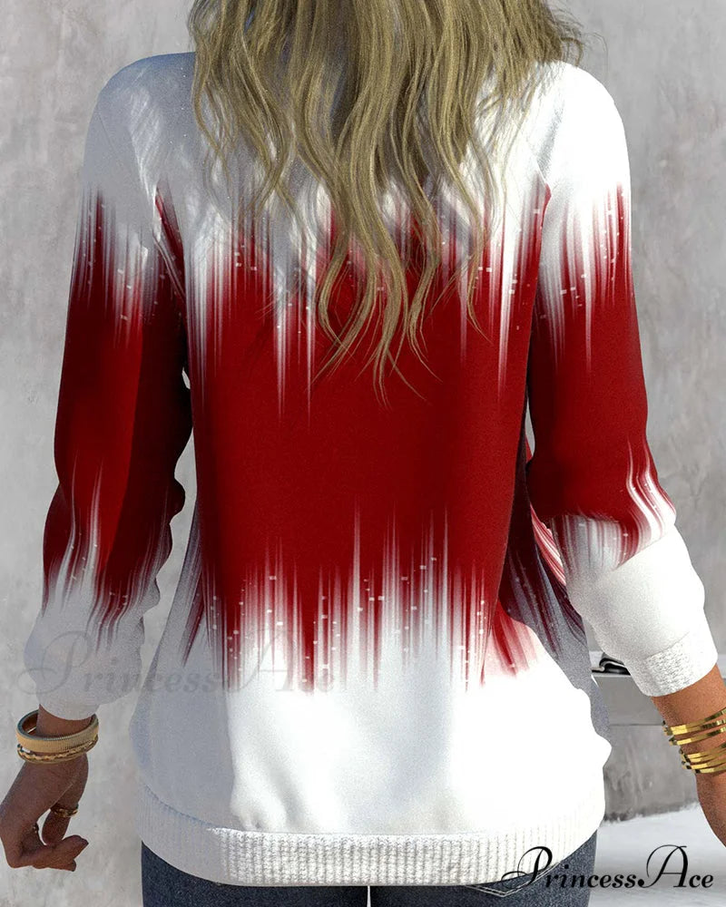 High Neck Gradient Design Sweatshirt