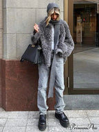 High Neck Grey Cozy Puffy Jacket