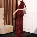 High Neck Mermaid Sequin Party Dress