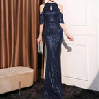 High Neck Mermaid Sequin Party Dress