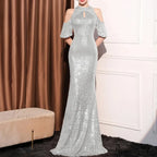 High Neck Mermaid Sequin Party Dress
