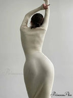 High Neck Rib Knit Pullover Sweater Sophisticated Wide Leg Pants Matching Set - Red