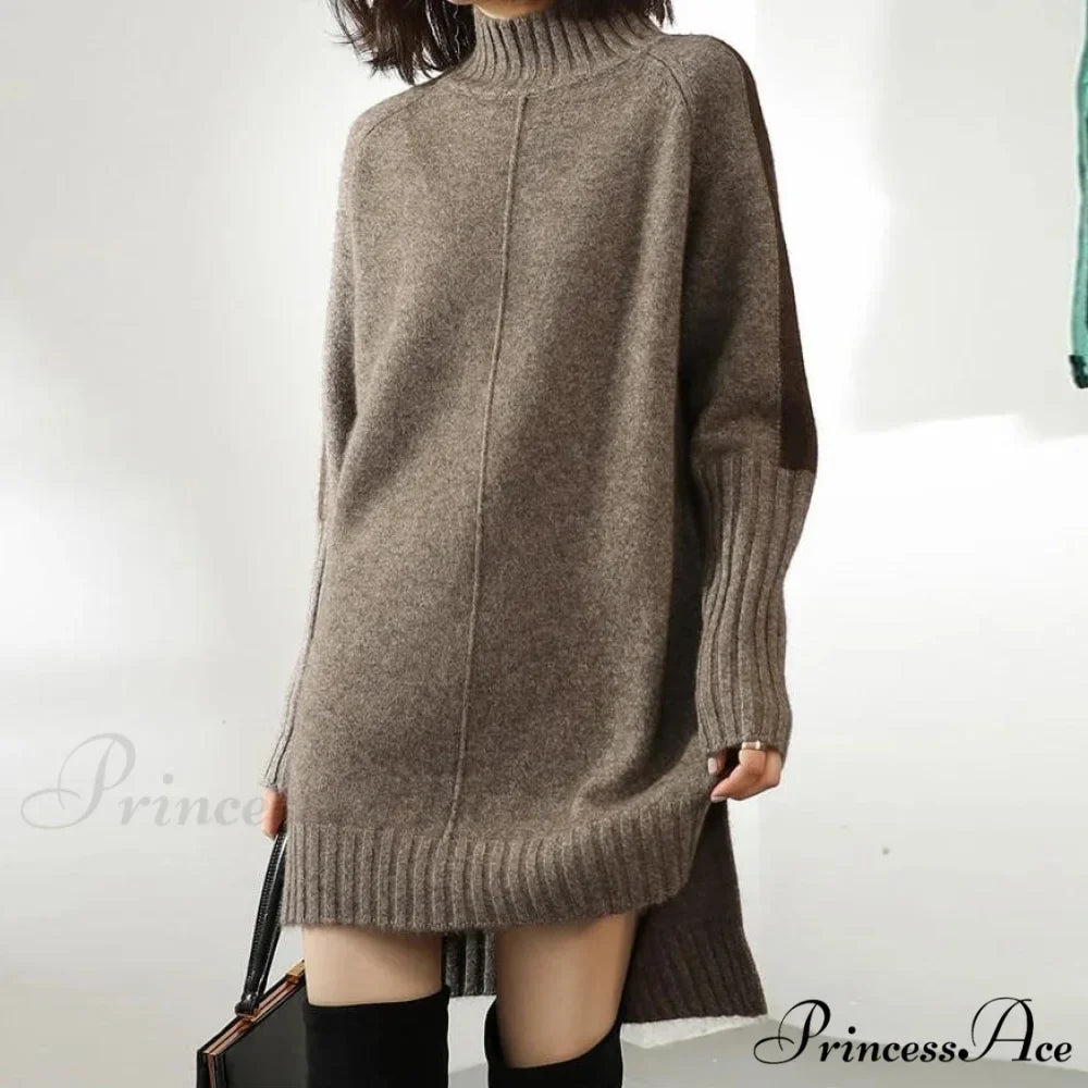 High-neck  Wool Knit  Cozy Jumper