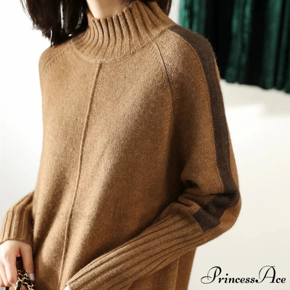 High-neck  Wool Knit  Cozy Jumper