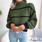 High-necked  Lantern Sleeve  Sophisticated Jumper