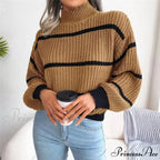High-necked  Lantern Sleeve  Sophisticated Jumper