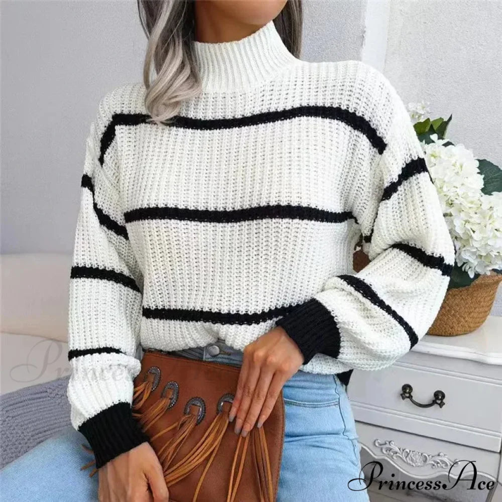 High-necked  Lantern Sleeve  Sophisticated Jumper