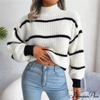 High-necked  Lantern Sleeve  Sophisticated Jumper