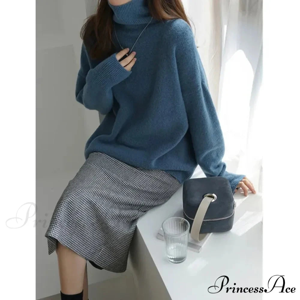 High-necked  Wool  Enlarged Jumper